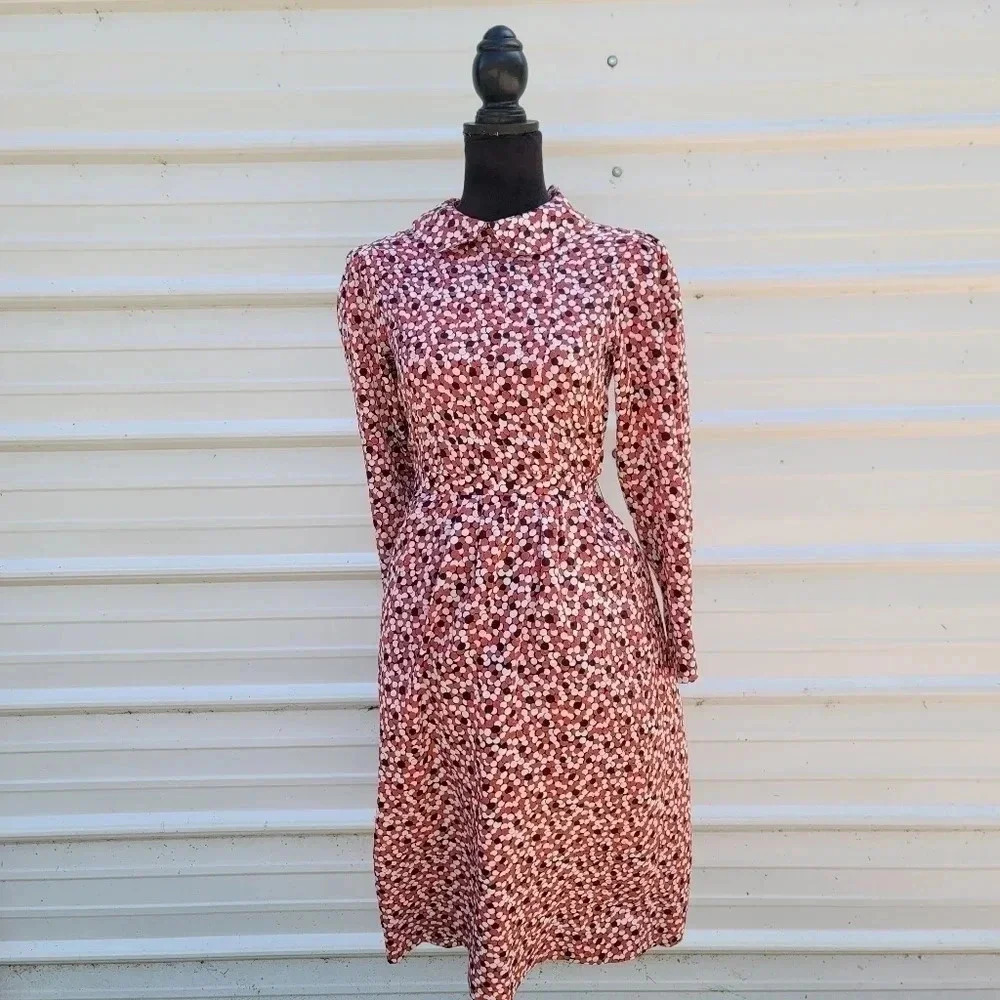 Vtg Ciao Ltd CiaoSilk Exclusive Women's Dress Long Sleeve Red White Polka Dot S